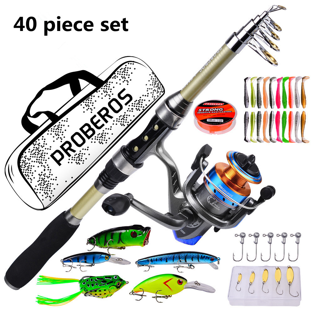 Fly Fishing Set - 新しい海釣り竿、遠投竿、ソフトベイト、レイワ釣り針、釣り糸、アウトドア釣り用品の40点セット