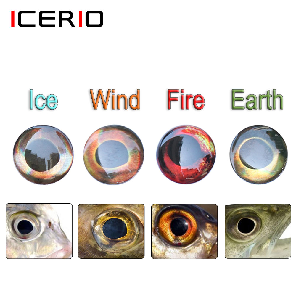 Fly Fishing Set - ICERIO 100 個ホログラフィック 3D 4D 魚の目フライタイイングストリーマーハエ餌魚木材プラスチックルアー海水釣りルアー