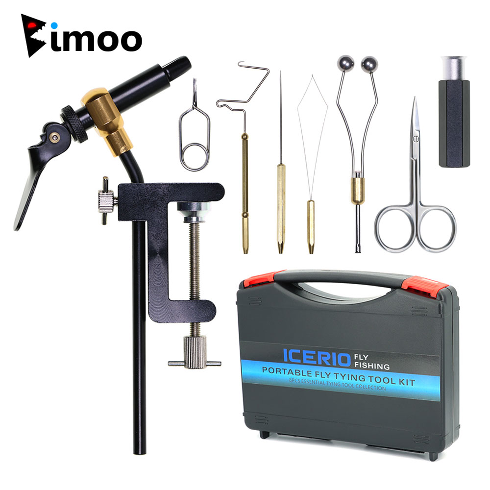 Fly Fishing Set - 8個/セット 硬化鋼製Cクランプバイス フライタイイングツールキット ボビンホルダー スレッダー ウィップフィニッシャー