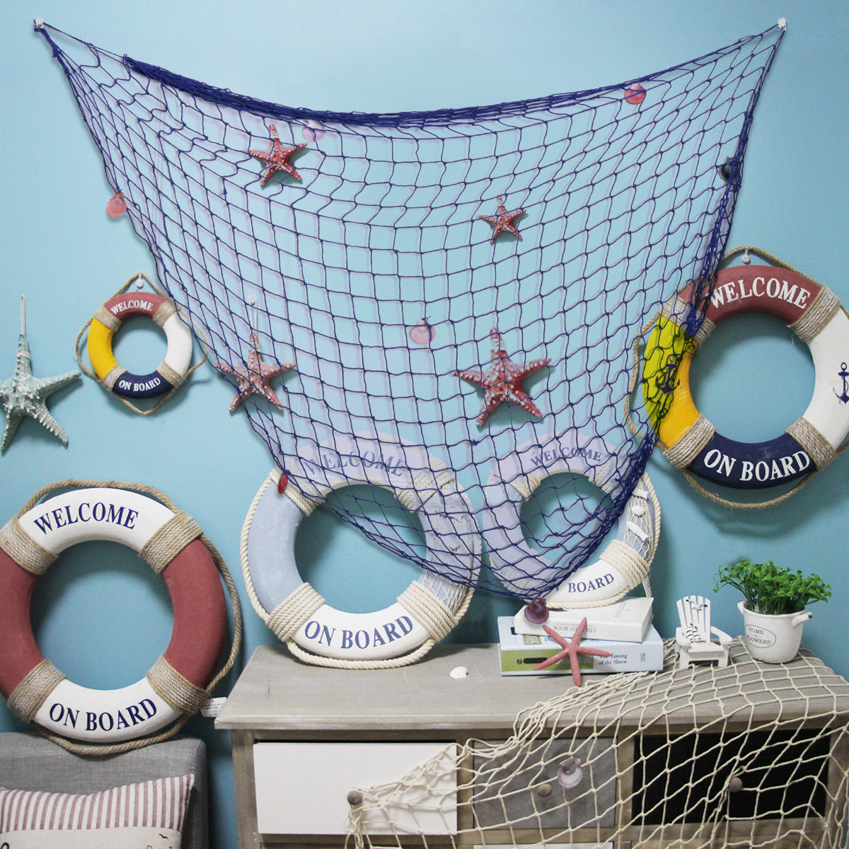 海岸をテーマにしたイベント装飾写真撮影用壁飾り吊り下げ漁網航 - Fishing Net のレビューと価格
