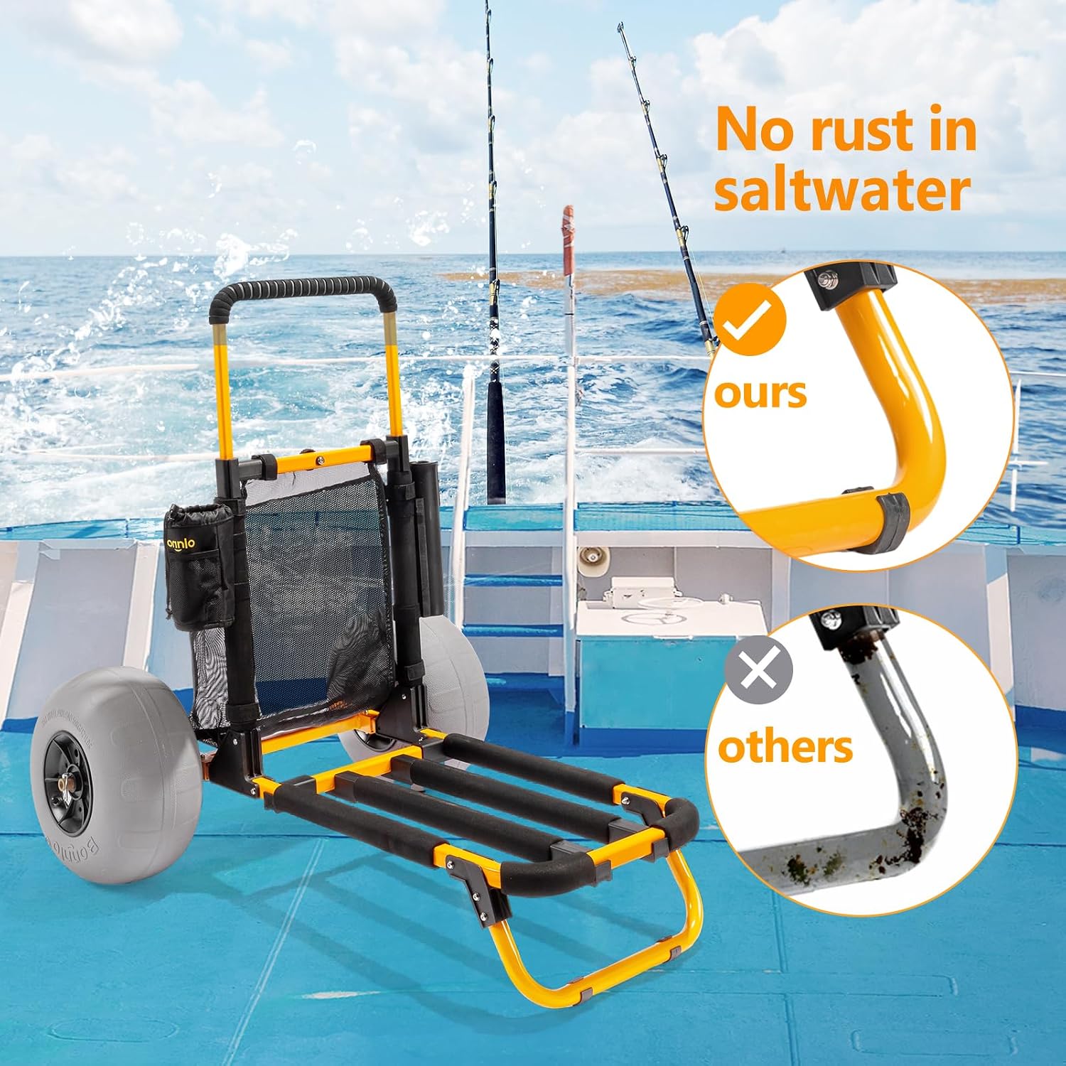 ボンロービーチフィッシングカート、12インチ大型バルーンホイ - Rod Holder Fishing のレビューと価格