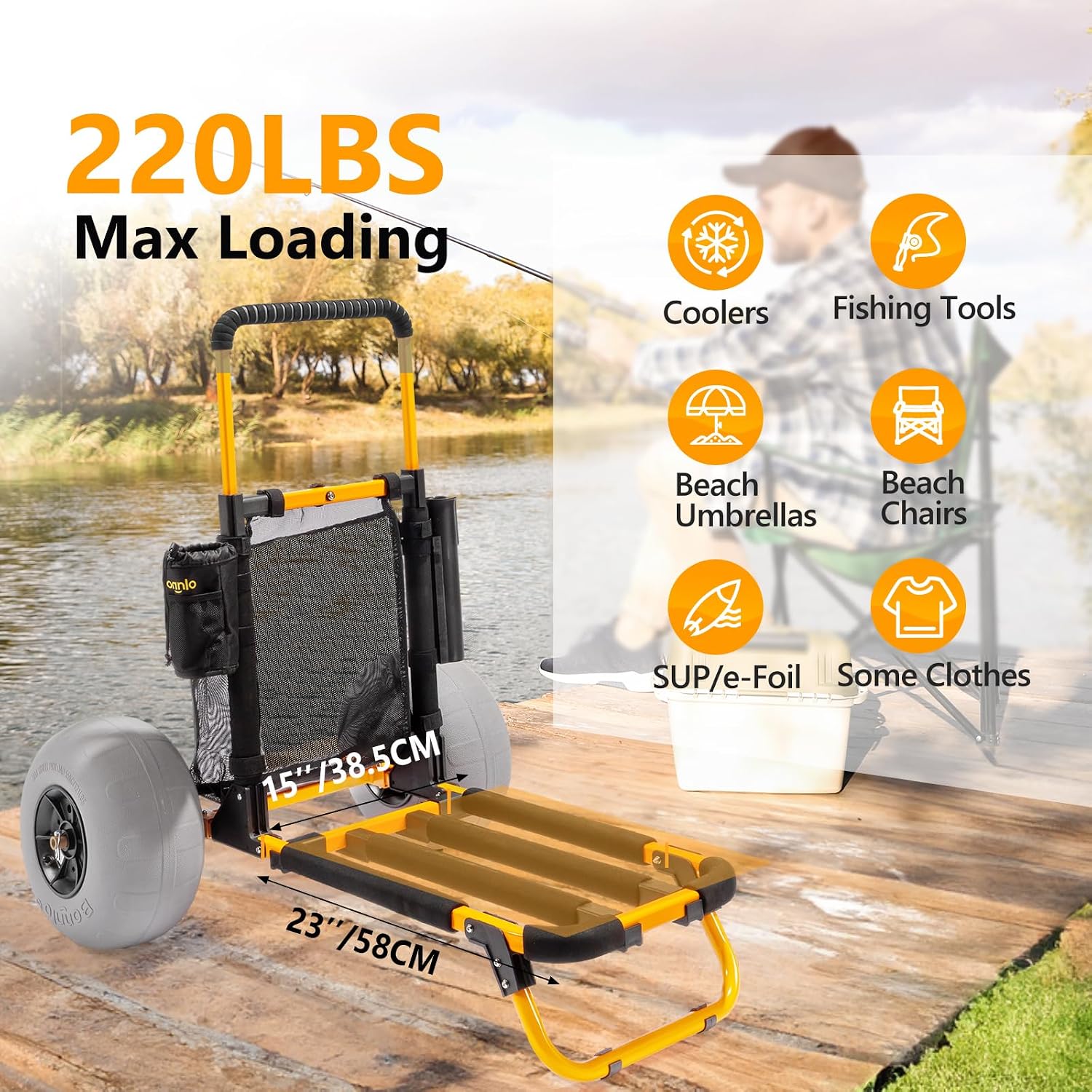 ボンロービーチフィッシングカート、12インチ大型バルーンホイ - Rod Holder Fishing のレビューと価格