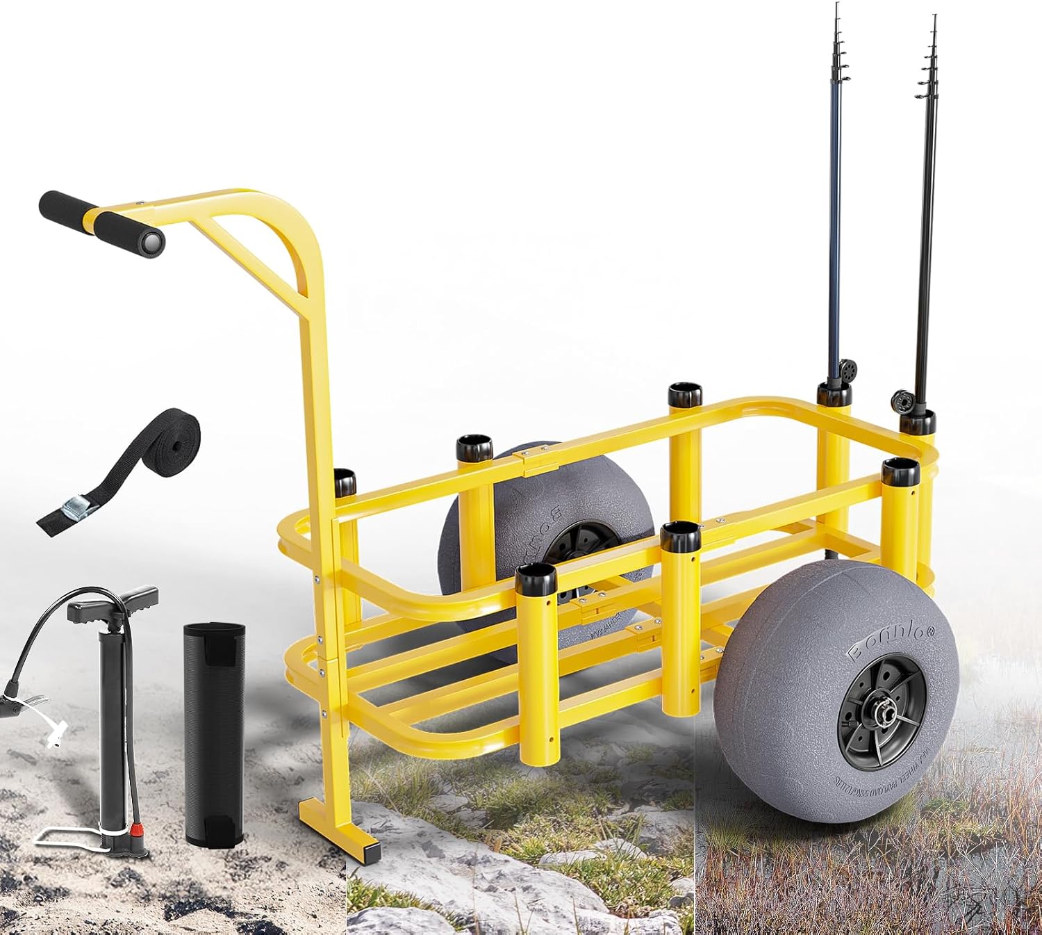 大型ホイール付きローリングフィッシングカート、砂浜用アウトド - Rod Holder Fishing のレビューと価格